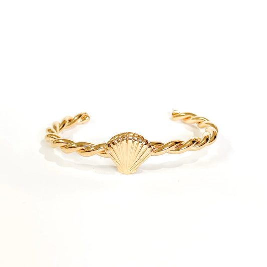 Pulseira Bracelete Torcido Concha Dourado