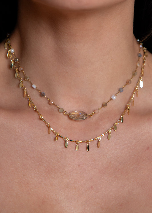 Colar Duplo Dourado com Cristais
