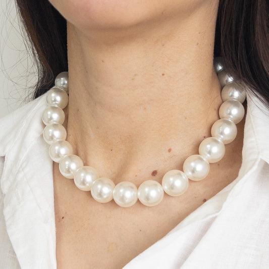 Colar Maxi Pérolas Lisas Dourado