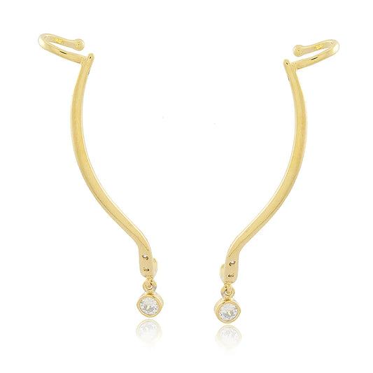 Brinco Ear Cuff Linha Lisa Dourado