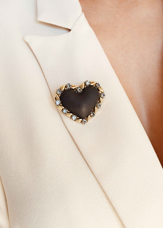 Broche Coração com Pedrarias