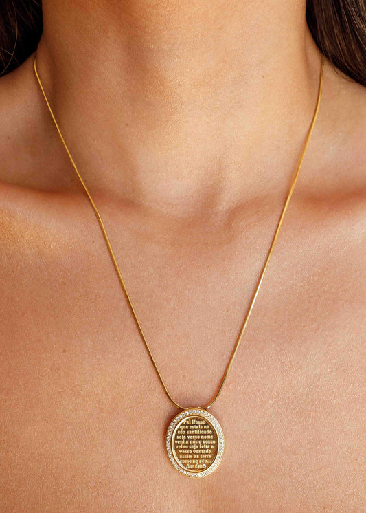 Colar Medalha Pai Nosso