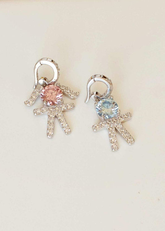 Pingente Menino ou Menina com Moissanite em Prata 925