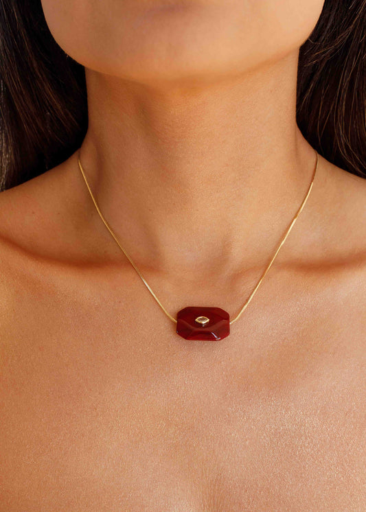 Colar Pingente Resina Vermelha