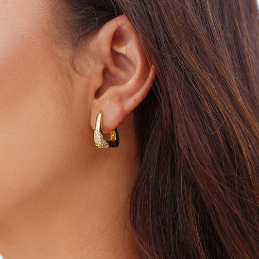 Brinco Argola Triangular Cravejada P Dourado