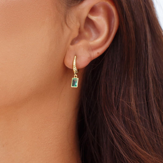 Brinco Argola Retângulo Colorido Dourado