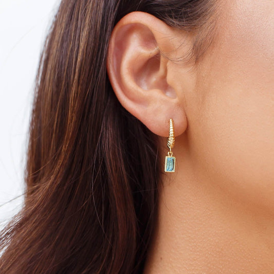 Brinco Argola Retângulo Colorido Dourado