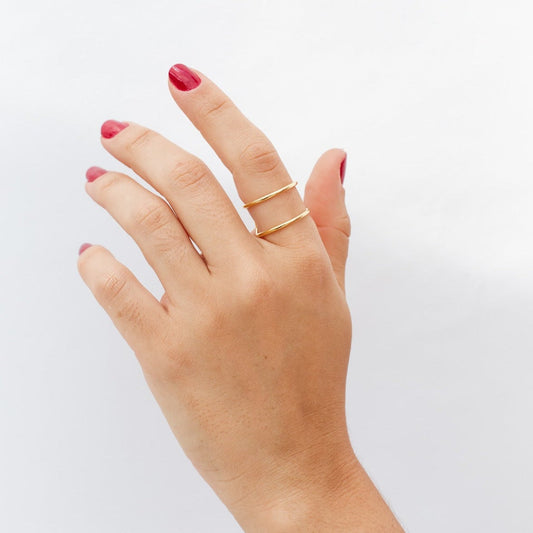 Anel Regulável Duplo Liso Dourado