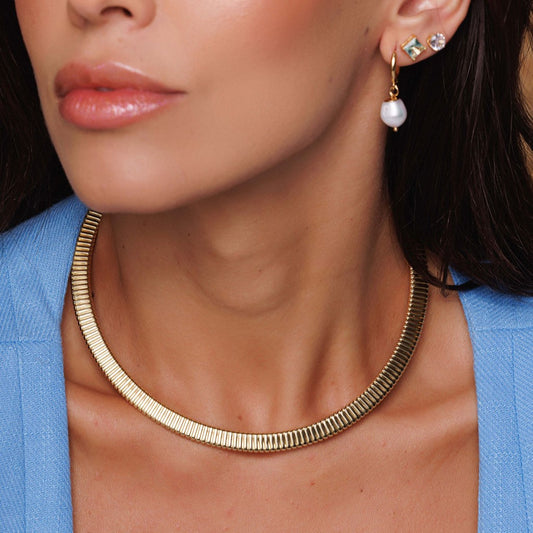 Colar Aro Liso Articulado Dourado