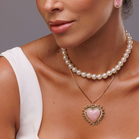 Colar Regulável Coração Colorido Dourado