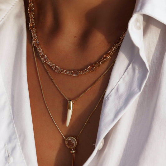 Colar Riviera Ovais Maiores Cristal/Rose Dourado