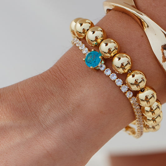 Pulseira Riviera com Oval Azul Dourado