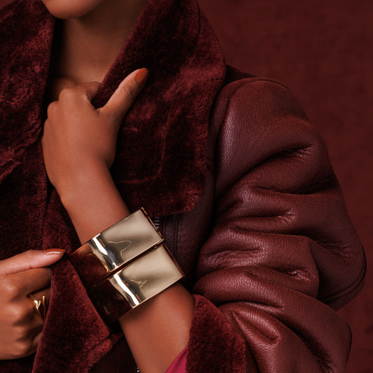 Pulseira Bracelete Maxi Liso Dourado