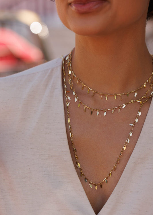 Body Chain Dourado Folhas