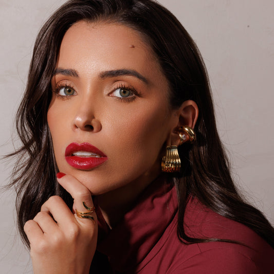 Brinco Argola Linhas Espaçadas Lisas Dourado