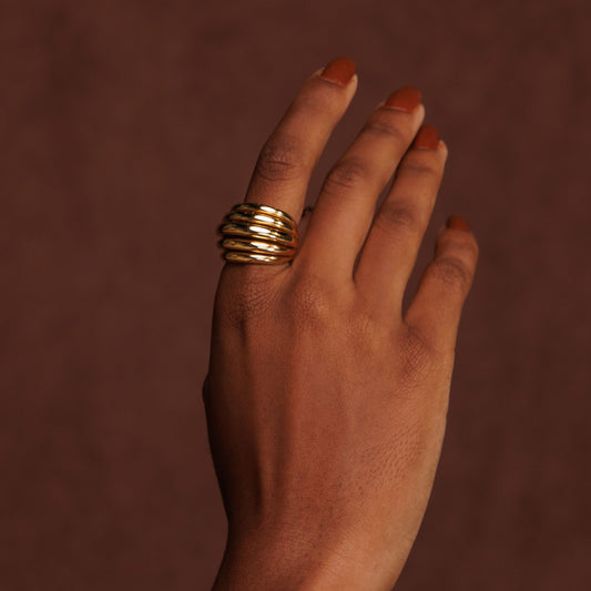 Anel Linhas Lisas Dourado