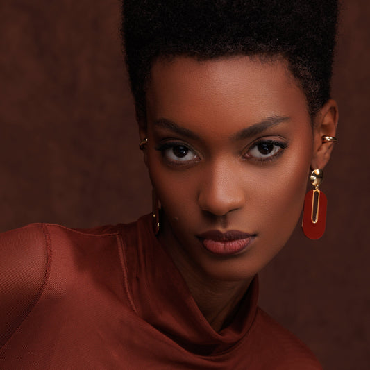 Brinco Pendurado Oval Colorido Alongado Dourado