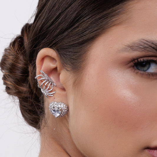 Piercing Folhas Cravejadas Dourado/Prateado