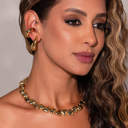 Colar Estruturado Triângulos Lisos Dourado