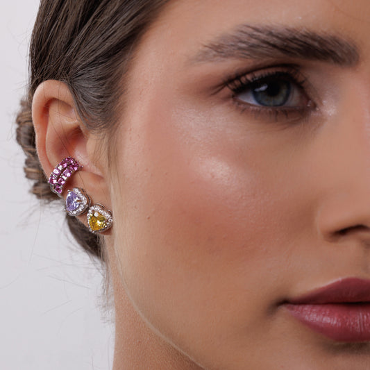 Piercing Cravejado Colorido Prateado