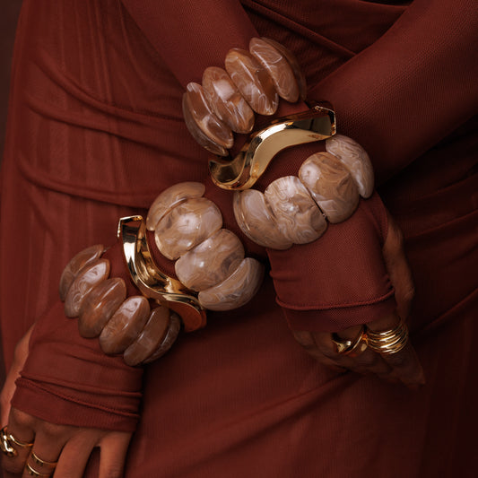 Pulseira Cristais Marrom ou Creme