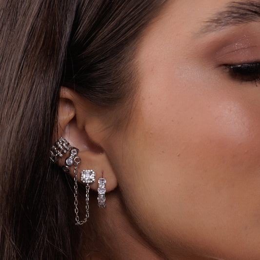 Brinco Argola P Cravejada Prateado