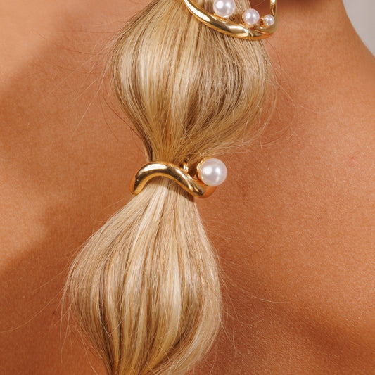 Peça para Prender em Amarrador com Pérola Dourado