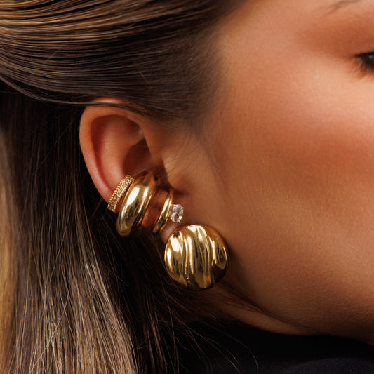 Brinco Redondo Ondas Dourado