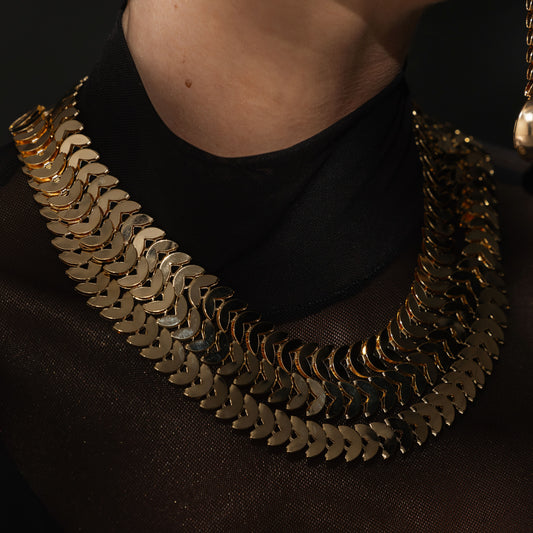 Colar Folhas Lisas M Dourado