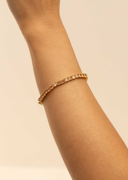 Pulseira Riviera Cristal Rose Dourada