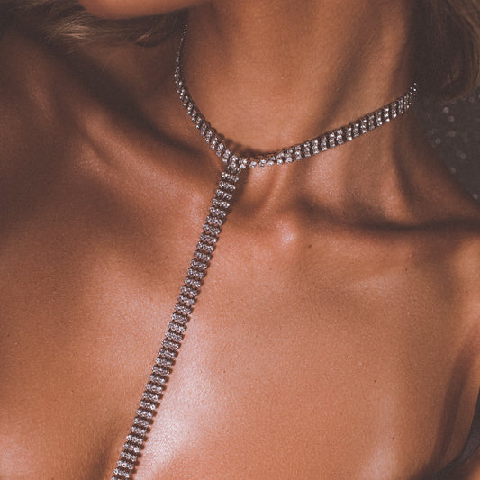 Body Chain Strass Prateado