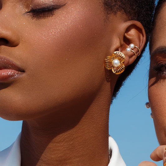 Piercing Pérolas Duplo Dourado