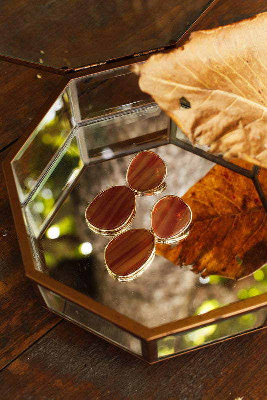 Brinco Resina Oval Duplo