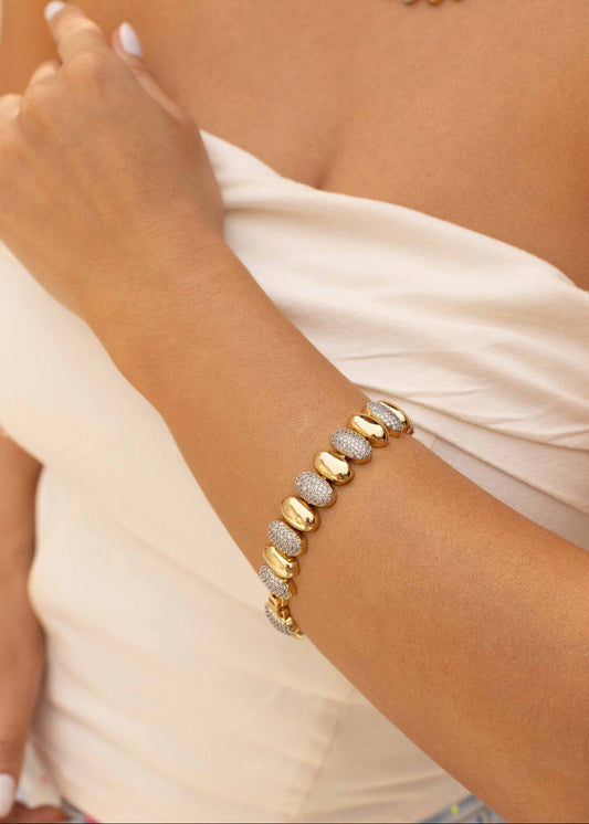 Pulseira Elos Orgânicos Dourado & Cristal