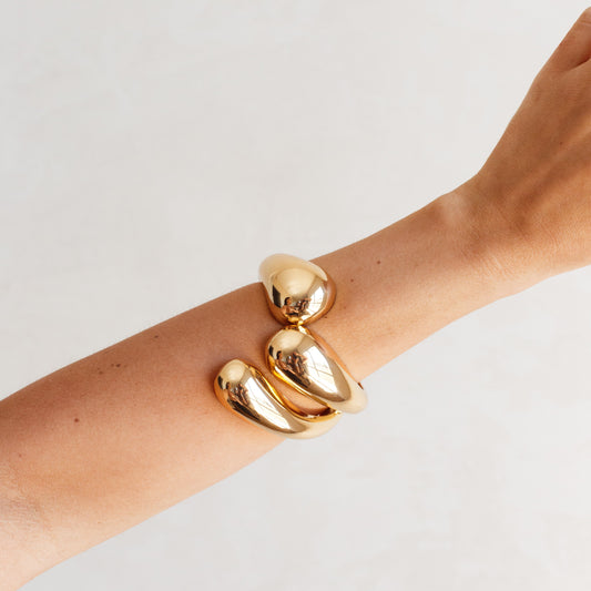 Bracelete Maxi Triplo Dourado Liso