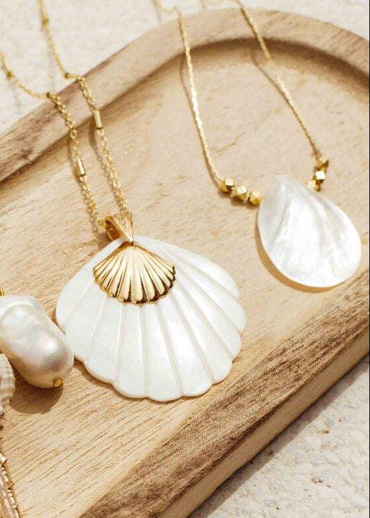 Colar Dupla Concha Longo