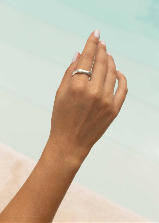 Anel Quadrado Liso Prata 925