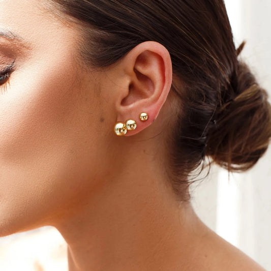 Brinco Trio Esferas Lisas Dourado