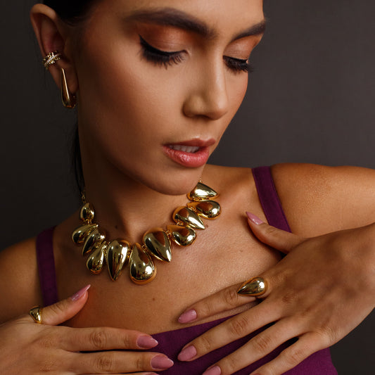Colar Maxi Gotas Lisas Dourado