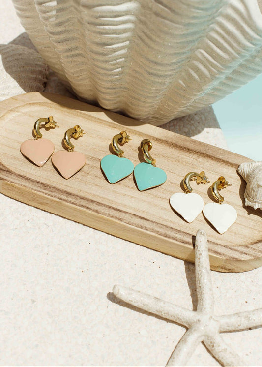 Brinco Argola Coração Esmaltado