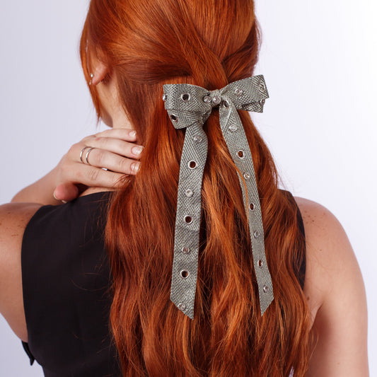 Laço de Cabelo Fita de Brilho com Ilhós e Strass