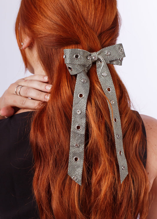 Laço de Cabelo Fita de Brilho com Ilhós e Strass