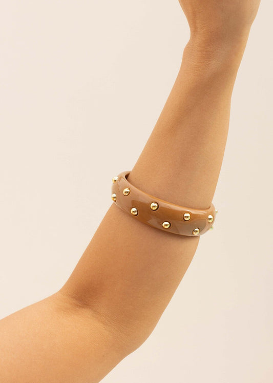 Bracelete em Resina com Esferas Dourado