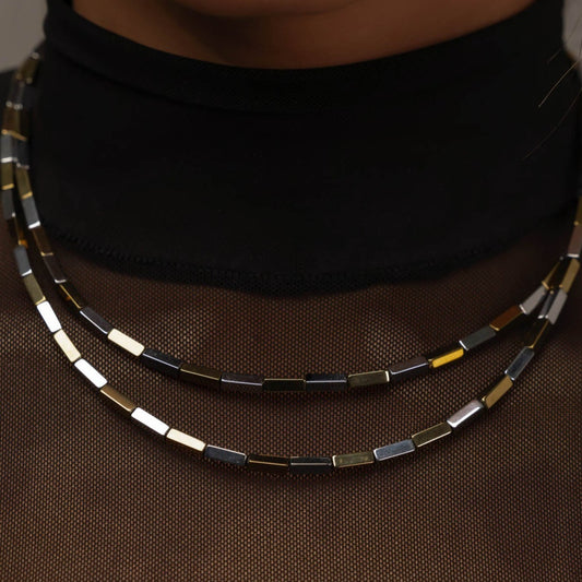 Colar Duplo Duo Dourado e Prateado