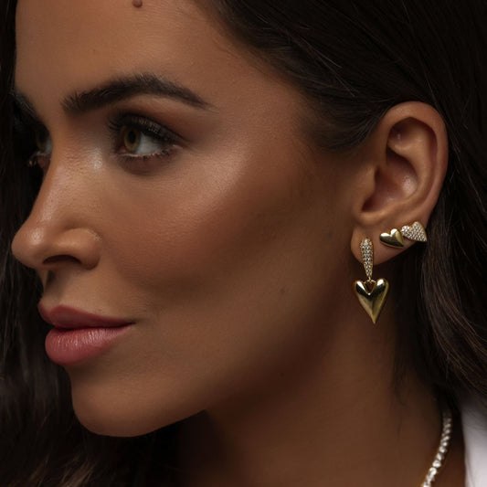 Brinco Coração Pendurado Dourado