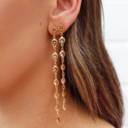 Brinco Duplo Pendurado Rose Dourado