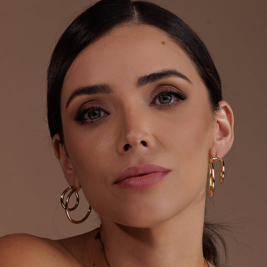 Brinco Argola Dupla Crescente Dourado