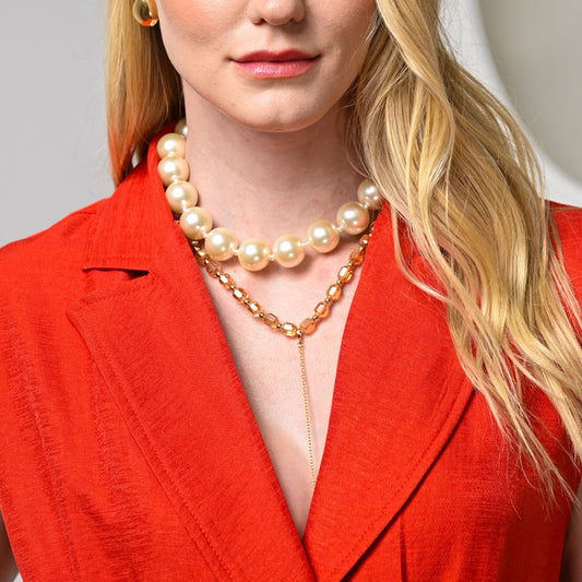 Colar Cristais com Body Chain Dourado