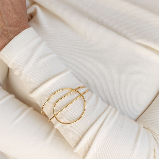 Pulseira Bracelete Enrolado Liso Orgânico Dourado