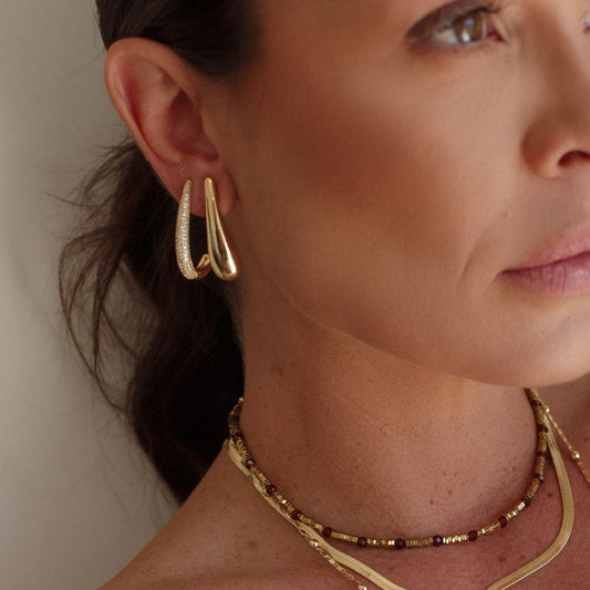 Brinco Argola Fina Cravejada Dourado